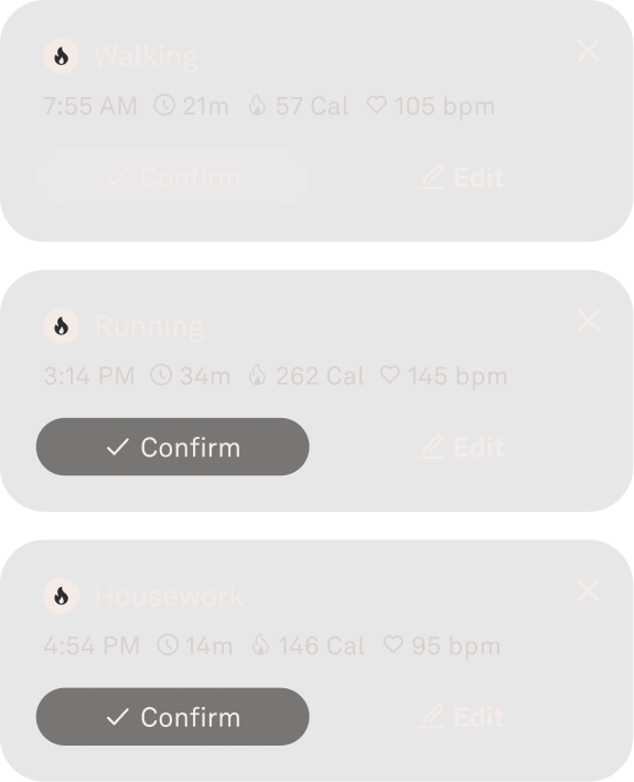 Auro app view of automatic activity detection