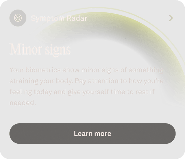 Auro app view of a symptom radar card